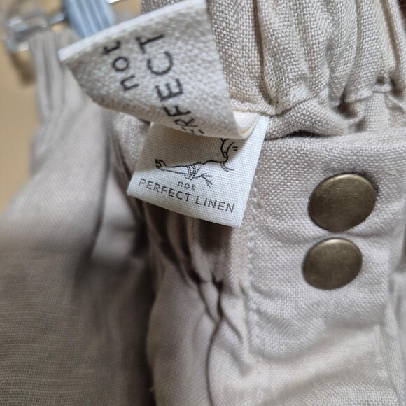 Not Perfect Linen Womens Skirt Size M Beige 100% Linen Midi Length Snap Front - Picture 8 of 8